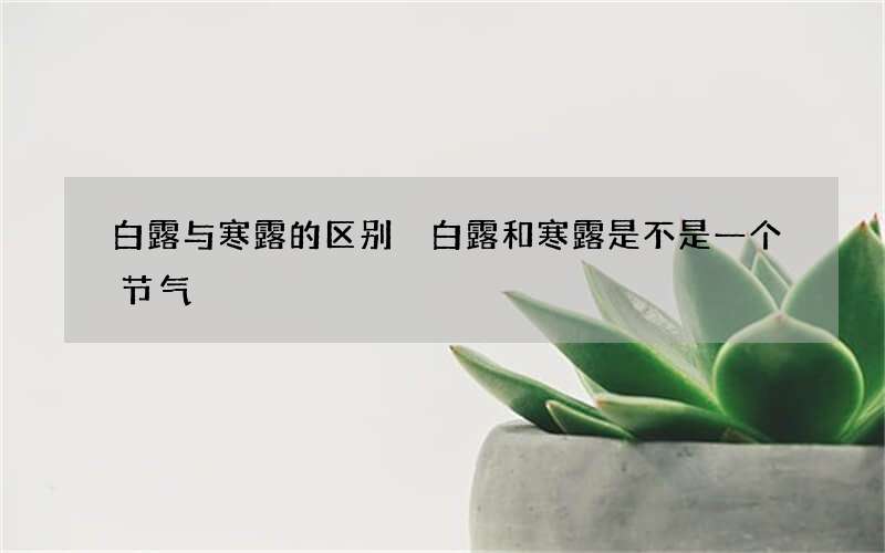 白露与寒露的区别 白露和寒露是不是一个节气